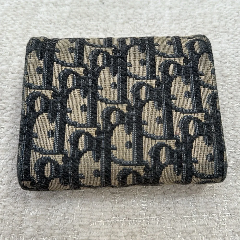 Dior blue and taupe Wallet with Gold Details